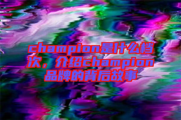 champion是什么檔次，介紹champion品牌的背后故事