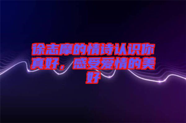 徐志摩的情詩認(rèn)識(shí)你真好，感受愛情的美好