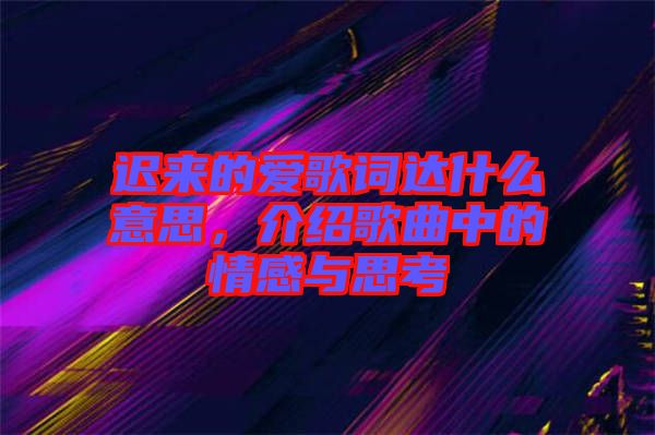 遲來的愛歌詞達什么意思，介紹歌曲中的情感與思考