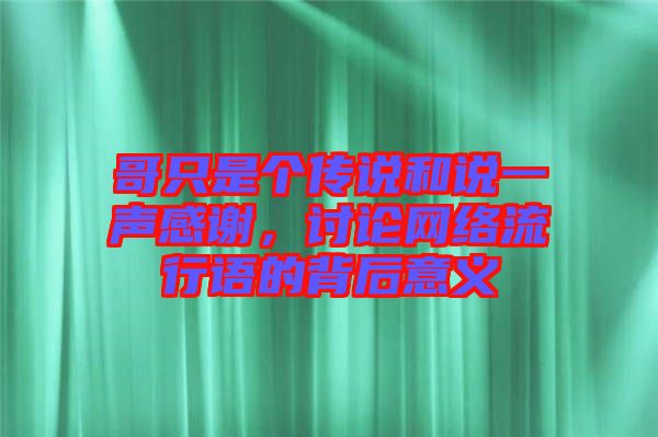 哥只是個(gè)傳說和說一聲感謝，討論網(wǎng)絡(luò)流行語的背后意義