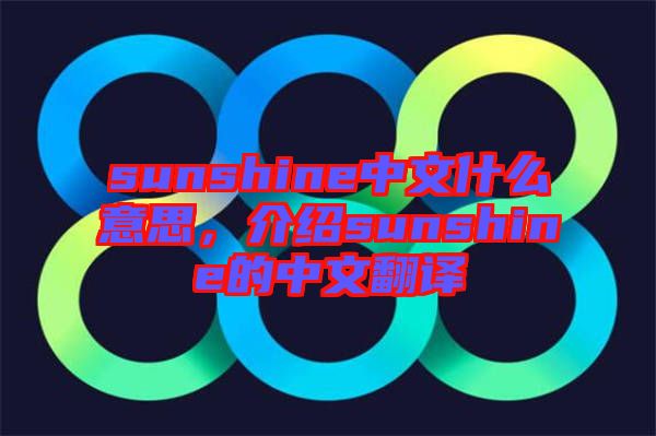 sunshine中文什么意思，介紹sunshine的中文翻譯