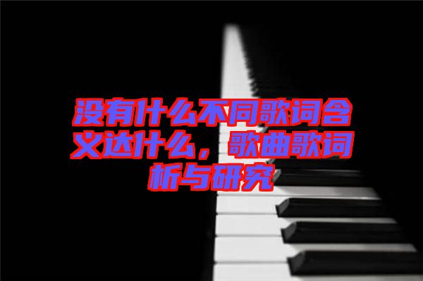 沒有什么不同歌詞含義達什么，歌曲歌詞析與研究