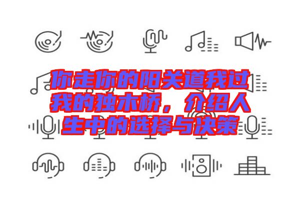 你走你的陽關(guān)道我過我的獨木橋，介紹人生中的選擇與決策