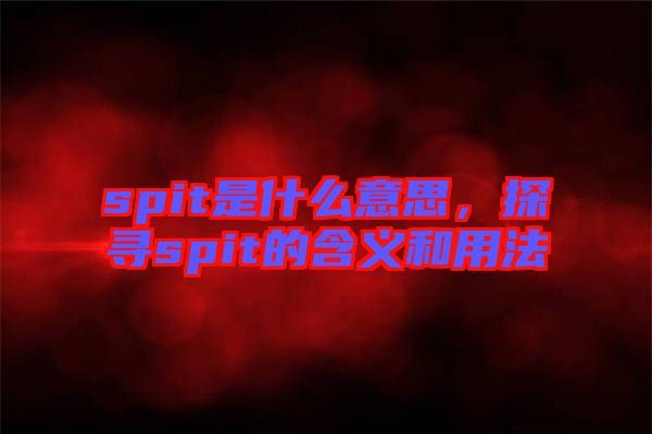 spit是什么意思，探尋spit的含義和用法