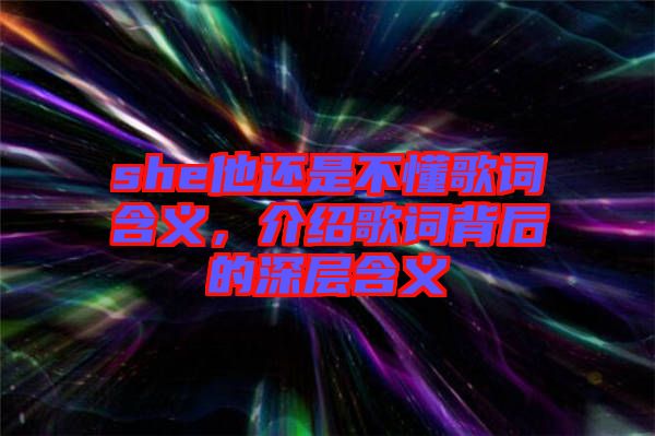 she他還是不懂歌詞含義，介紹歌詞背后的深層含義