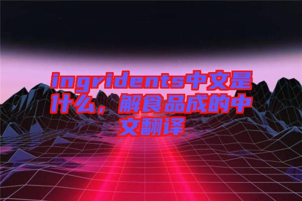 ingridents中文是什么，解食品成的中文翻譯