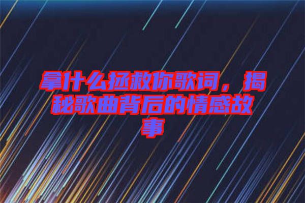 拿什么拯救你歌詞，揭秘歌曲背后的情感故事