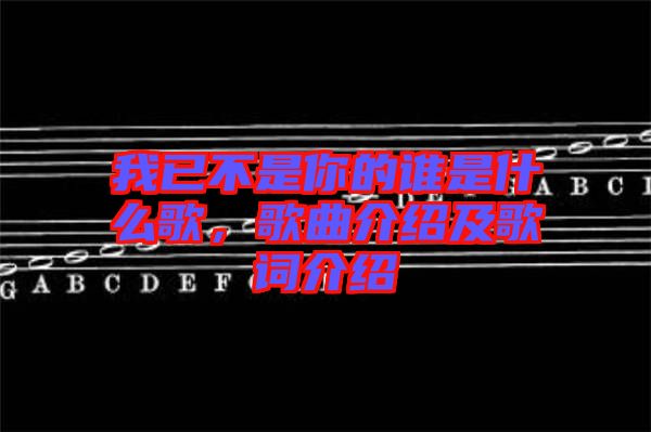 我已不是你的誰是什么歌，歌曲介紹及歌詞介紹