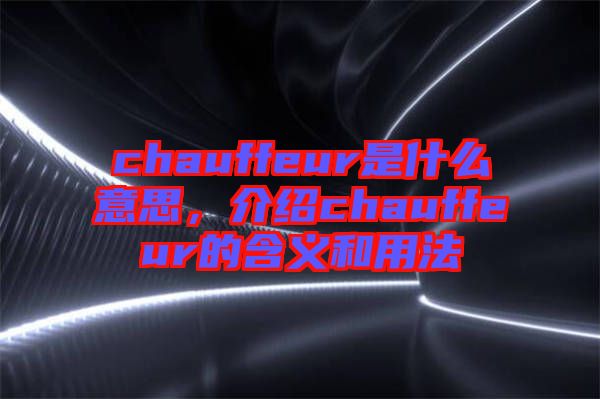 chauffeur是什么意思，介紹chauffeur的含義和用法