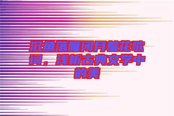 沉魚(yú)落雁閉月羞花歌詞，淺析古典文學(xué)中的美