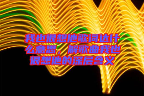 我也很想他歌詞達什么意思，解歌曲我也很想他的深層含義