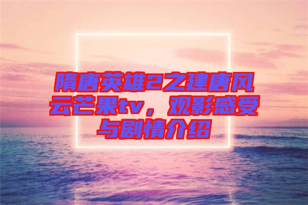 隋唐英雄2之建唐風(fēng)云芒果tv，觀影感受與劇情介紹