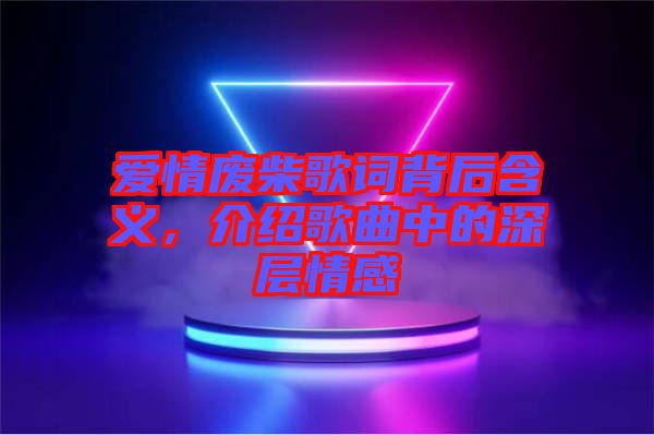 愛情廢柴歌詞背后含義，介紹歌曲中的深層情感