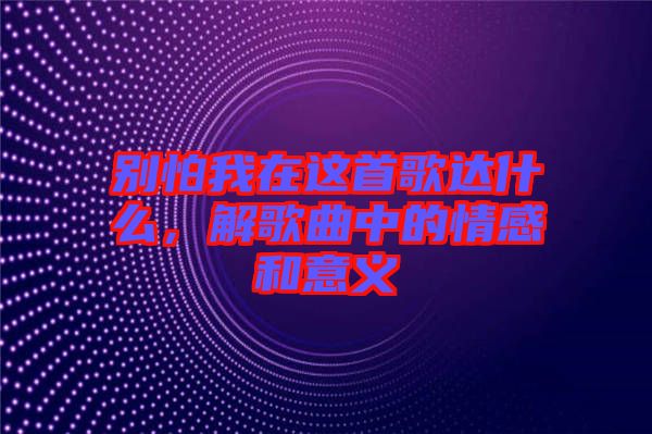 別怕我在這首歌達什么，解歌曲中的情感和意義