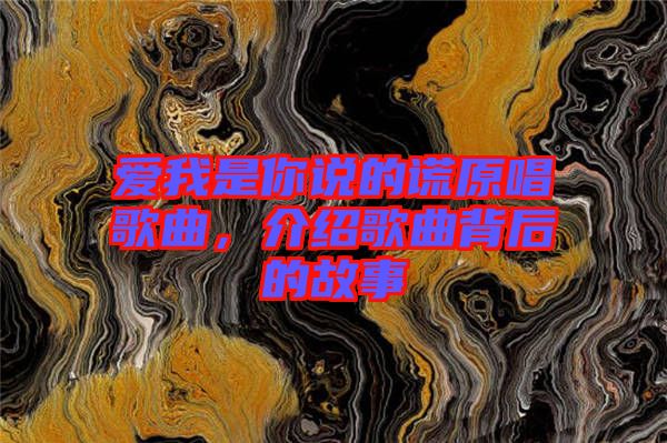 愛我是你說的謊原唱歌曲，介紹歌曲背后的故事