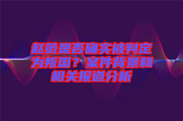 趙薇是否確實(shí)被判定為叛國(guó)？案件背景和相關(guān)報(bào)道分析