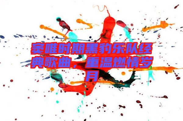 竇唯時(shí)期黑豹樂(lè)隊(duì)經(jīng)典歌曲，重溫燃情歲月