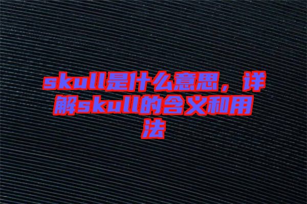 skull是什么意思，詳解skull的含義和用法