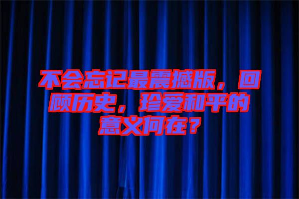 不會忘記最震撼版，回顧歷史，珍愛和平的意義何在？