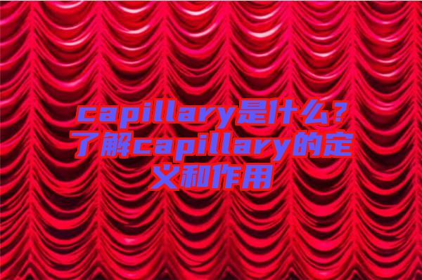 capillary是什么？了解capillary的定義和作用