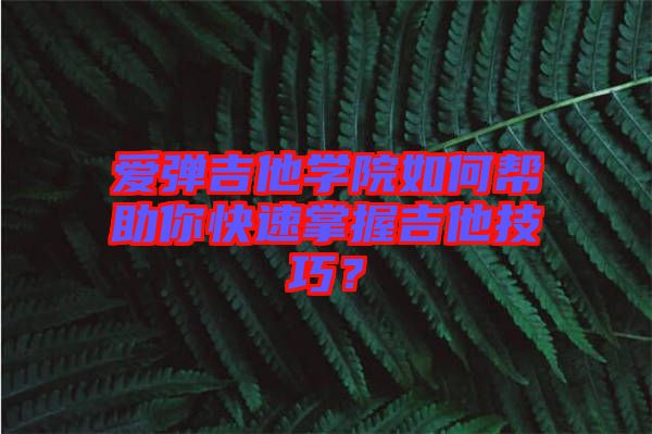 愛彈吉他學(xué)院如何幫助你快速掌握吉他技巧？