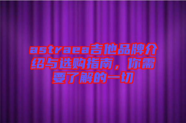 astraea吉他品牌介紹與選購(gòu)指南，你需要了解的一切