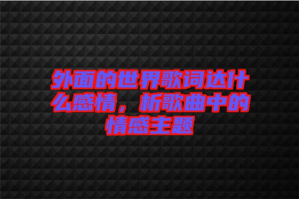 外面的世界歌詞達什么感情，析歌曲中的情感主題