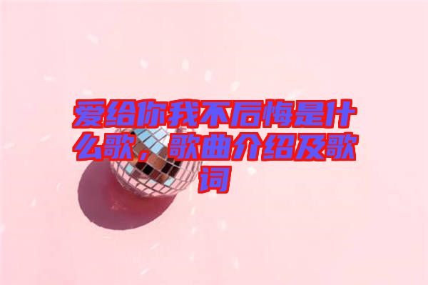 愛給你我不后悔是什么歌，歌曲介紹及歌詞