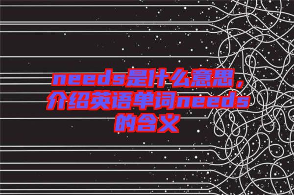 needs是什么意思，介紹英語單詞needs的含義