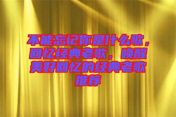 不能忘記你是什么歌，回憶經(jīng)典老歌，喚醒美好回憶的經(jīng)典老歌推薦