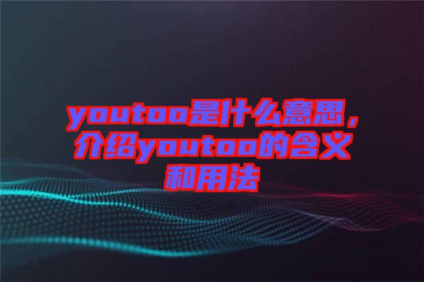 youtoo是什么意思，介紹youtoo的含義和用法