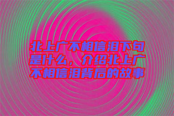 北上廣不相信淚下句是什么，介紹北上廣不相信淚背后的故事