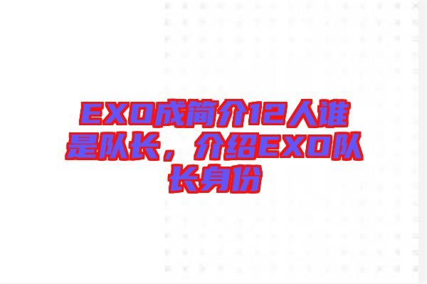 EXO成簡介12人誰是隊長，介紹EXO隊長身份