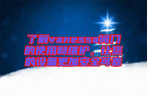 了解vanessa閥門的使用和維護，讓您的設(shè)備更加安全可靠