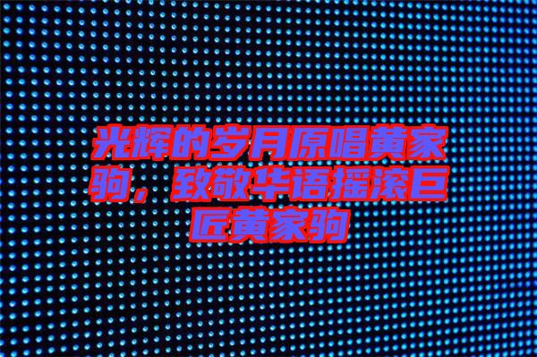 光輝的歲月原唱黃家駒，致敬華語搖滾巨匠黃家駒