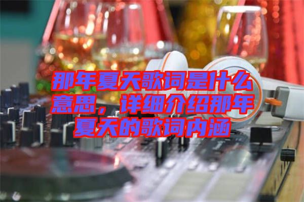 那年夏天歌詞是什么意思，詳細介紹那年夏天的歌詞內(nèi)涵