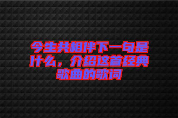 今生共相伴下一句是什么，介紹這首經(jīng)典歌曲的歌詞