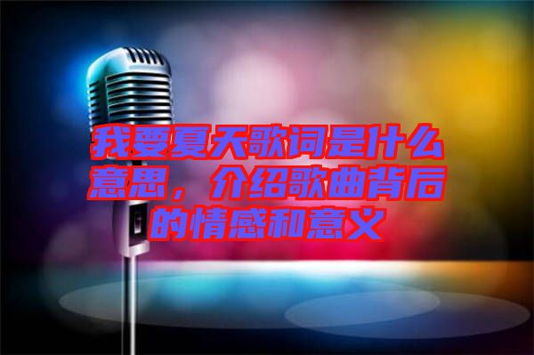 我要夏天歌詞是什么意思，介紹歌曲背后的情感和意義