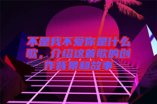 不是我不愛你是什么歌，介紹這首歌的創(chuàng)作背景和故事