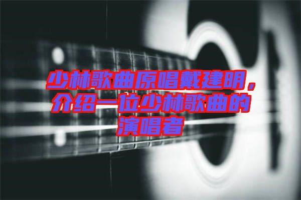 少林歌曲原唱戴建明，介紹一位少林歌曲的演唱者