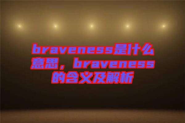 braveness是什么意思，braveness的含義及解析