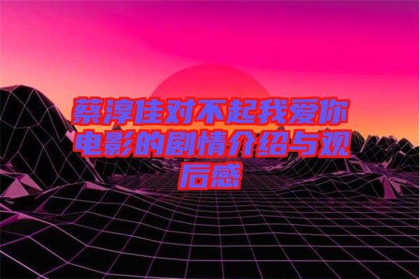 蔡淳佳對(duì)不起我愛你電影的劇情介紹與觀后感