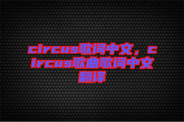 circus歌詞中文，circus歌曲歌詞中文翻譯