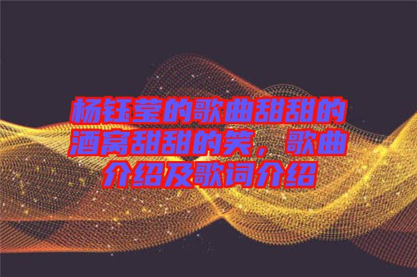 楊鈺瑩的歌曲甜甜的酒窩甜甜的笑，歌曲介紹及歌詞介紹