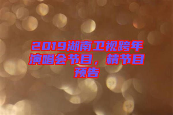 2019湖南衛(wèi)視跨年演唱會(huì)節(jié)目，精節(jié)目預(yù)告