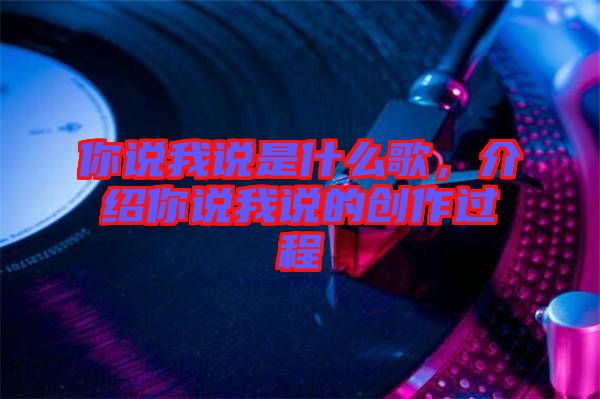 你說我說是什么歌，介紹你說我說的創(chuàng)作過程