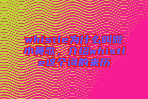 whistle為什么叫做小黃歌，介紹whistle這個(gè)詞的來(lái)歷