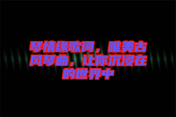 琴情緣歌詞，唯美古風琴曲，讓你沉浸在的世界中