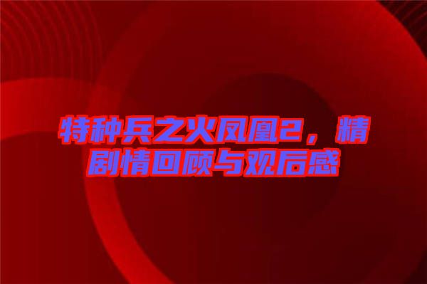 特種兵之火鳳凰2，精劇情回顧與觀后感