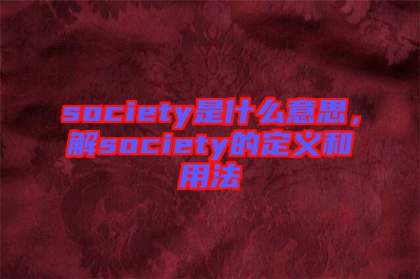 society是什么意思，解society的定義和用法